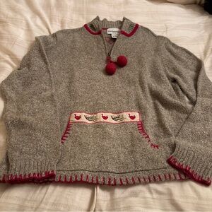 Breckenridge Gray Sweater with Red Trim